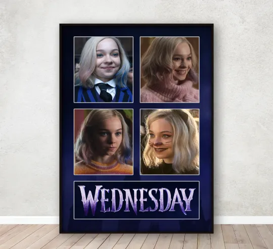 Discover Wednesday Enid Collage Netflix Poster, Wall Art, Home Decor, Vertical Print, A4 Framed