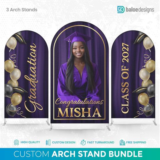Graduation Custom Arch Backdrop Cover - Banner Panel, Event Party Decor