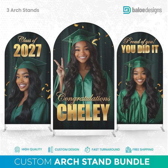Discover Graduation Custom Arch Bundle, 3 Piece Arch Stand Backdrop Stand, Arch Banner Panel Event Party Panels Covers + Stand, Graduation Prom Decor