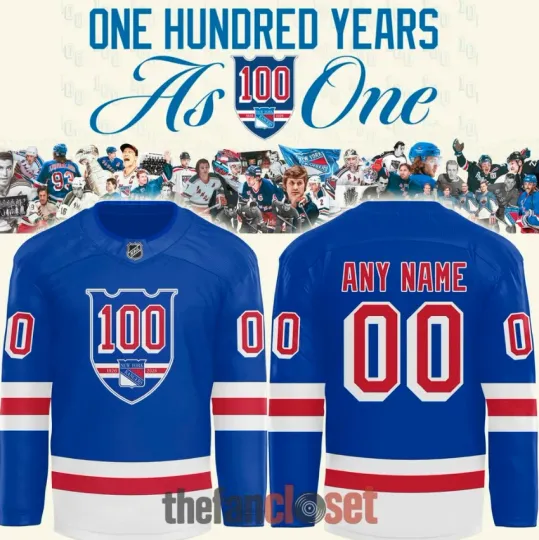 Discover Personalized New York Ranger 100 Years Hockey Jersey