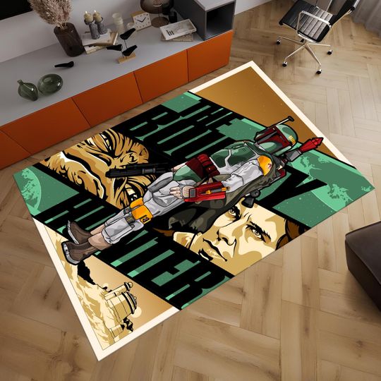 Mandalorian Star Wars Rug, Movie Decor, Rug for Kids and Boys Rooms