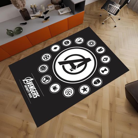 Discover Marvel Character Logos Rug, Avengers Superhero Area Rug for Kids Room, Movie Decor