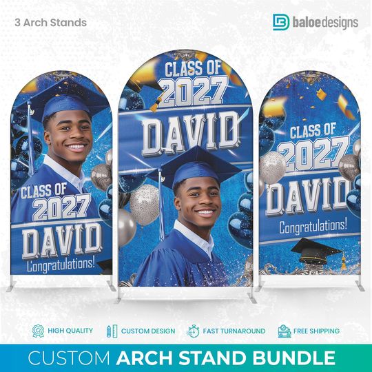 Discover Graduation Custom Arch Bundle, 3 Piece Arch Stand Backdrop Stand, Arch Banner Panel Event Party Panels Covers + Stand, Graduation Prom Decor