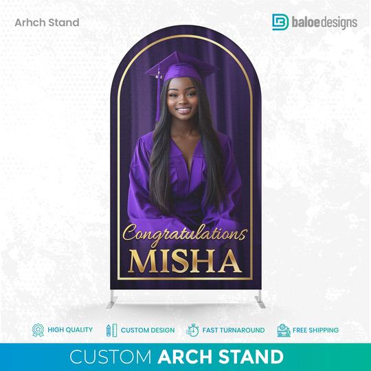 Purple Graduation Custom Arch Stand Cover