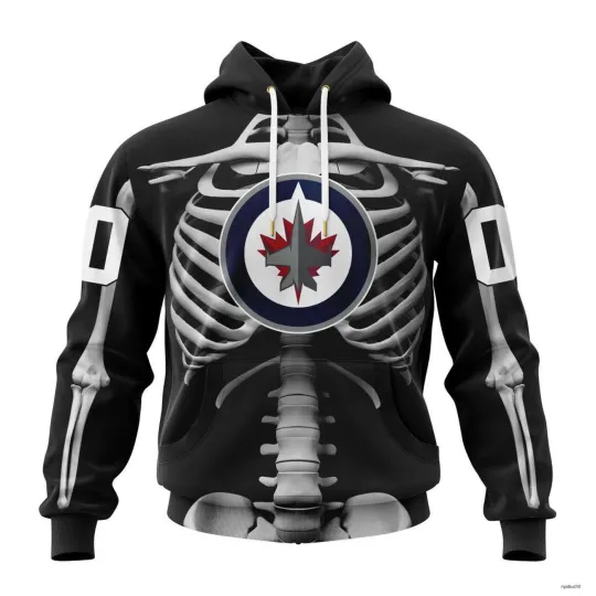 Discover Personalized Winnipeg Jets Hoodie Skeleton Skull Hockey Team Pullover Sweatshirt