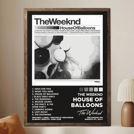 Discover Weeknds - House of Balloons Album Poster Unframed, Dark Aesthetic Wall Art, XO Merch Gift, Minimalist Dorm Room Decor