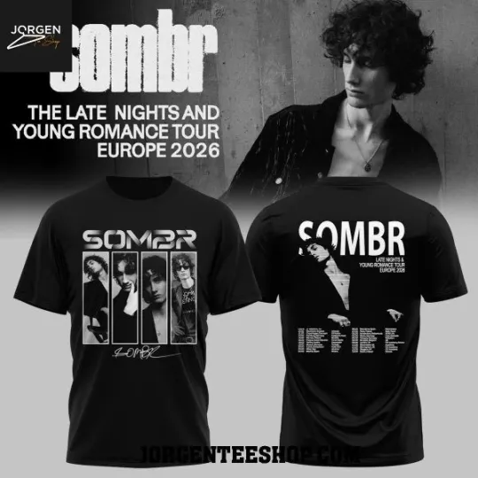 Discover NEW!! Sombr 2026 Tour The Late Nights T-Shirt 2D