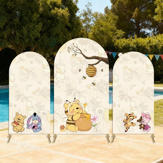 Discover Winnie the Pooh Arch Backdrop Cover: Birthday Party Decoration