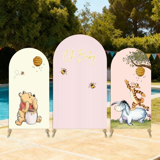 Discover Winnie the Pooh Arch Backdrop Cover: Birthday Party Decoration