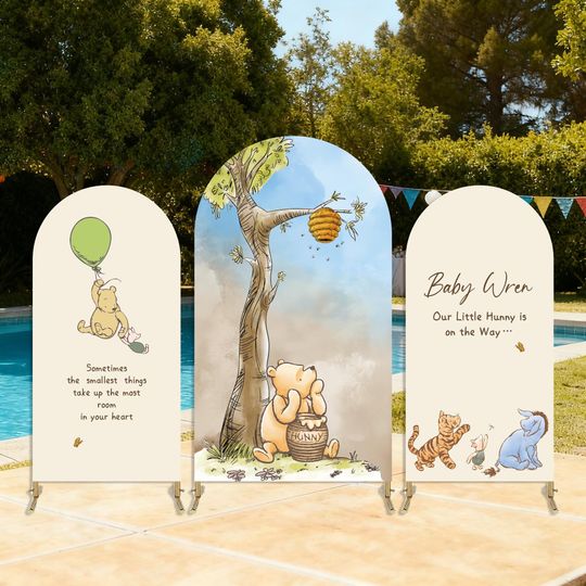 Winnie the Pooh Arch Backdrop Cover: Birthday Party Decoration