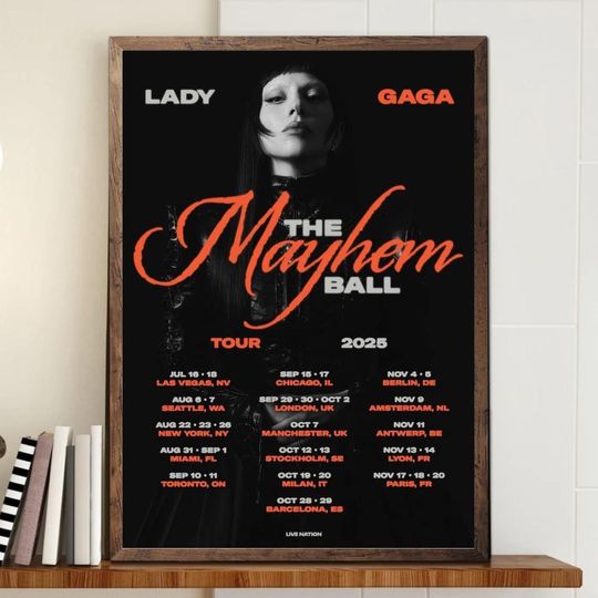 Ld ga The Mayhem Ball Tour 2025 Poster  Pop Concert Wall Art, Iconic Music Tour Decor