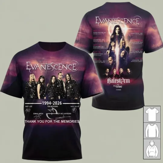 Evanescence 1994-2026 Gift For Fans 3D T-shirt