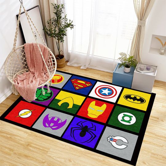 Discover Fantastic Rug, Super Hero Logos Rug, Movie Rug, Movie Decor, Kids Room Rug