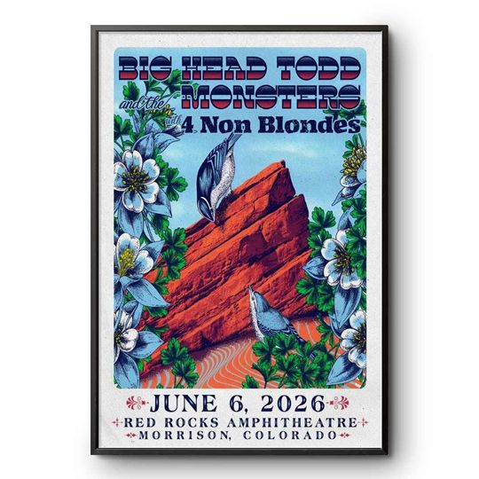 Big Head Todd And The Monsters Red Rocks June 6 2026 Concert Poster Print