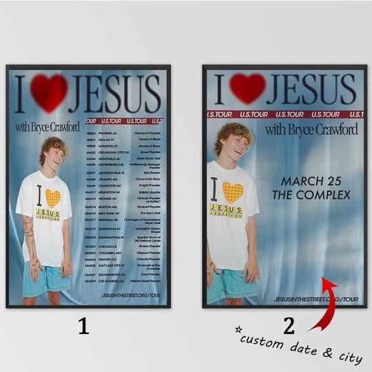 Discover Custom Poster - Bryce Crawford 2026  I Love Jesus Tour Poster