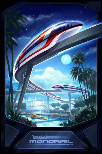 Discover Free Same Day Shipping Disneyland Monorail Modern Borderless 11x17 Poster