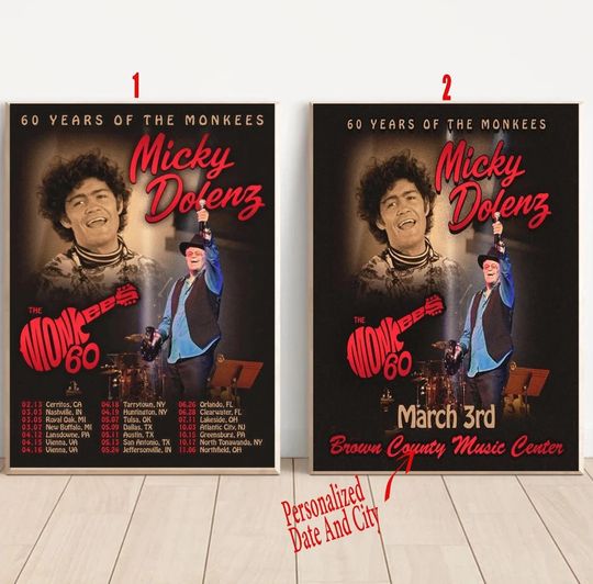 Discover Custom Micky Dolenz - 60 Years of The Monkees Tour 2026 Poster