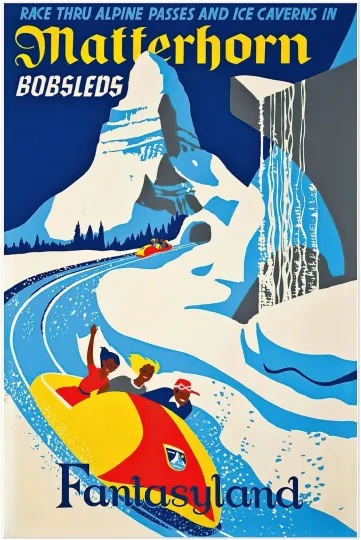 Discover Disney Attraction Poster - Matterhorn Vintage Poster, Retro Disneyland Vertical Poster
