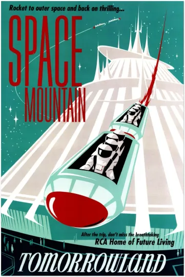 Discover Disney Attraction Poster - Space Mountain - Disneyland Vintage Vertical Poster