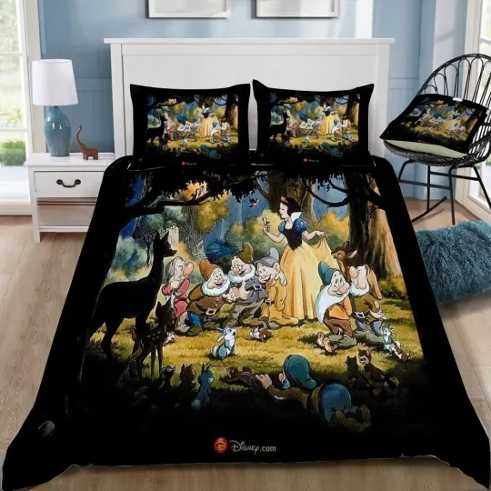 Discover Snow White on Black Theme Full Bedding Duvet Cover Set