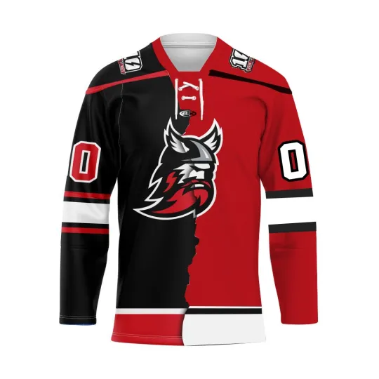 Discover Personalized Adirondack Thunder Men's Hockey Jersey Black Red Lace