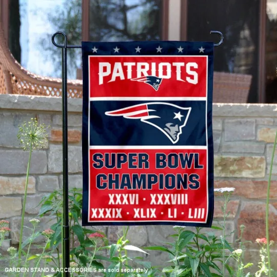 football New England Patriots Six Time Champions Garden Flag