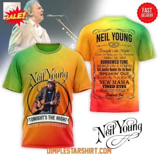 Discover Neil Young Tonight’s The Night 50th Anniversary 3D T-Shirt