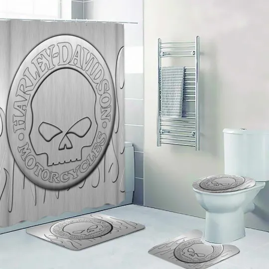 Discover Haarleyy Daviidso'n Legendary Motorcycle Art Printed Shower Curtain or Bathroom Sets