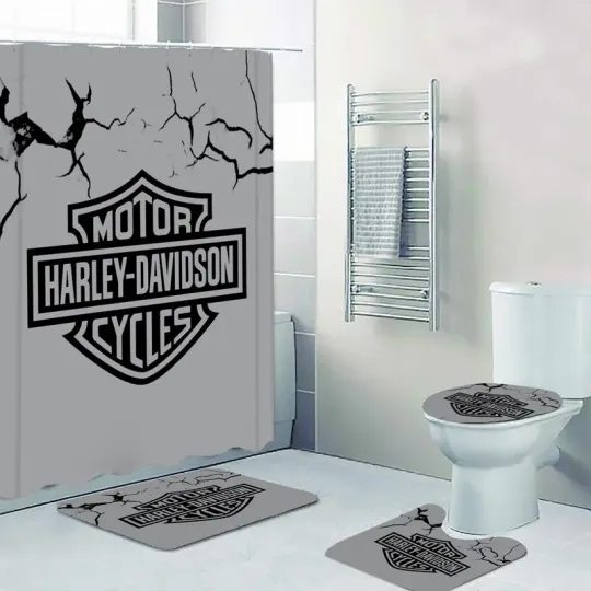 Discover Haarleyy Daviidso'n Legendary broken wall Shower Curtain or Bathroom Sets.