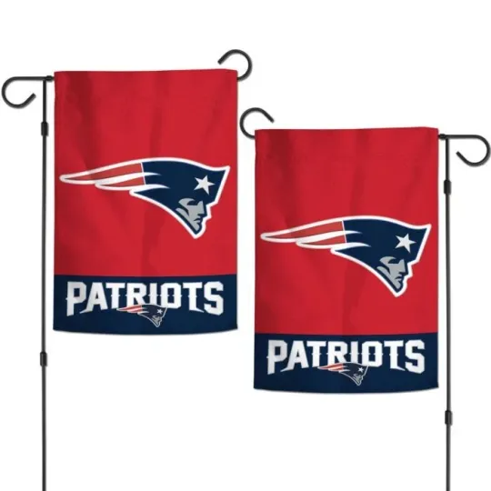 NEW ENGLAND PATRIOTS 2 SIDED  APPLIQUE GARDEN FLAG 12.5"X18" football