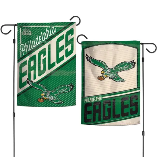 Discover Philadelphia Eagles Throwback football Double Sided Garden Flag 12" X 18" Yard Banner