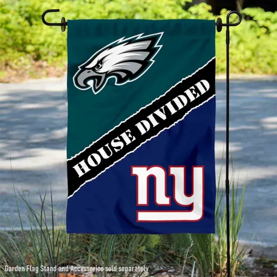 Discover House Divided Eagles and Giants Garden Flag and Yard Banner