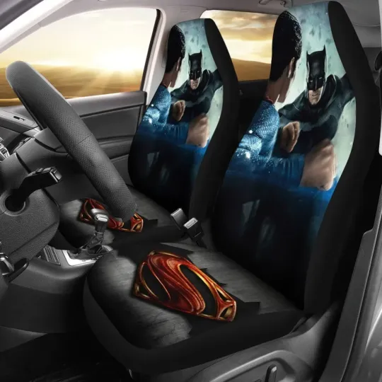 Fight Batman Vs Superman Car Seat Covers. Cartoon Gift