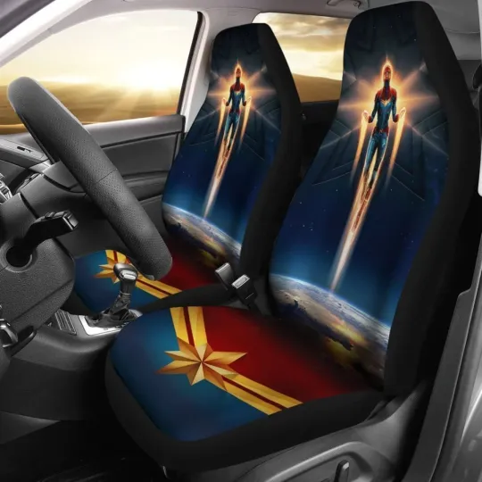 Discover Captain Marvel Movie Car Seat Covers. Gift Idea for Fans.