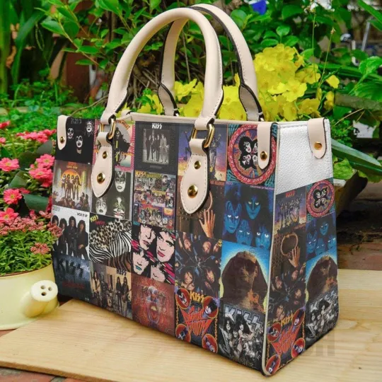Discover Vintage Kiss Band Lover Leather Handbag Tote Purse, Gift for Her Women