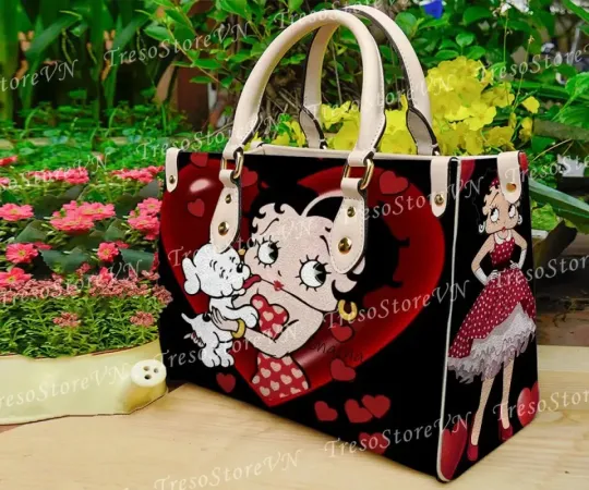 Discover Betty Girl Cartoon Leather Bag  Leather Handbag Tote Purse, Gift for Her Women