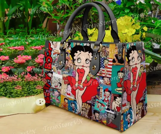 Discover Betty Girl Cartoon Leather Bag Leather Handbag Tote Purse, Gift for Her Women