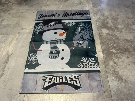 football Philadelphia Eagles Garden Flag Double Sided “Seasons Greetings” Eagles Flag