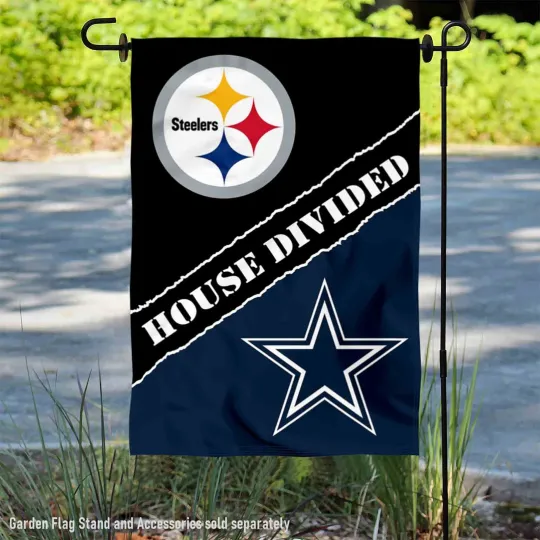Discover House Divided Steeler and Cowboys Garden Flag and Yard Banner