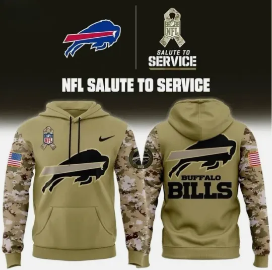 Discover Limited Bills Football Salute To Service Hoodie 3D Gift For Valentine