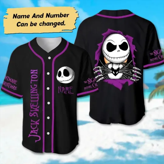 Discover Custom Nightmare Before Christmas 3D Baseball Jersey Shirt All Over Print