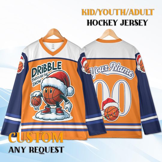 Discover Custom Christmas Basketball Hockey Jersey Kid Youth Adult, Personalized Name Number, Holiday Sports Jersey