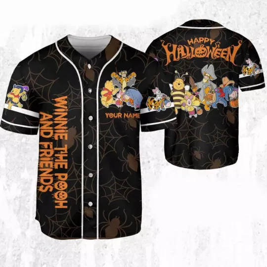 Discover Personalized Winnie The Pooh And Friends Happy 3D BASEBALL JERSEY SHIRT US Size