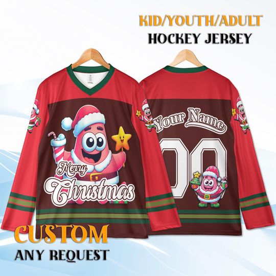 Discover Custom Christmas Hockey Jersey Youth Adult, Personalized Name Number, Holiday Hockey Shirt