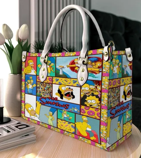 The Simpsons Family Leather Bag Leather Handbag Tote Purse, Gift for Her Women