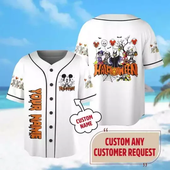 Discover Personalized Mickey & Friends Villains Cosplay Halloween BASEBALL JERSEY SHIRT