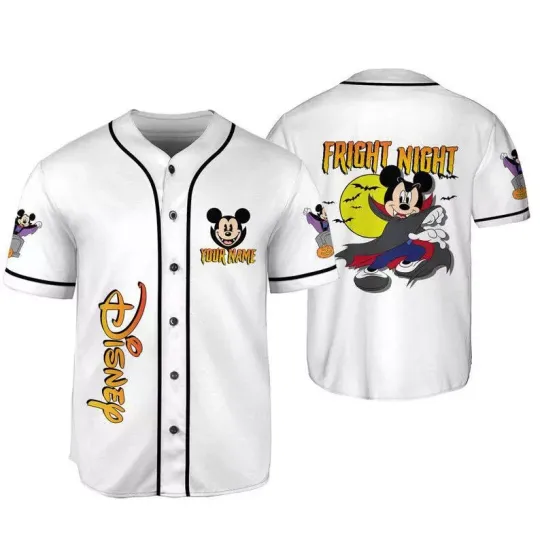 Personalized Mickey Mouse Vampire Fright Night Halloween BASEBALL JERSEY SHIRT