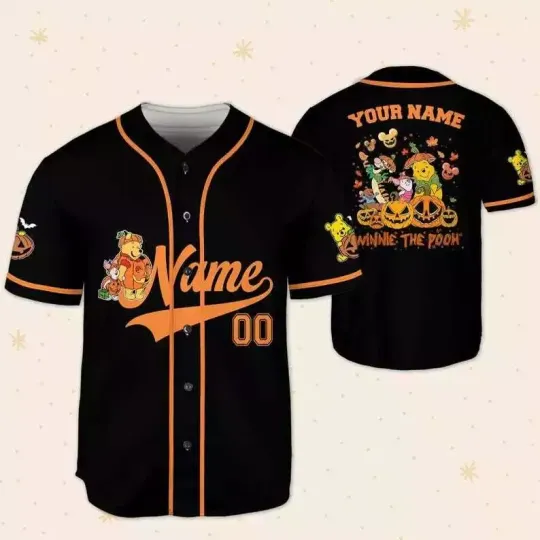 Discover Personalized Winnie The Pooh Bestie Friends Halloween 3D BASEBALL JERSEY SHIRT
