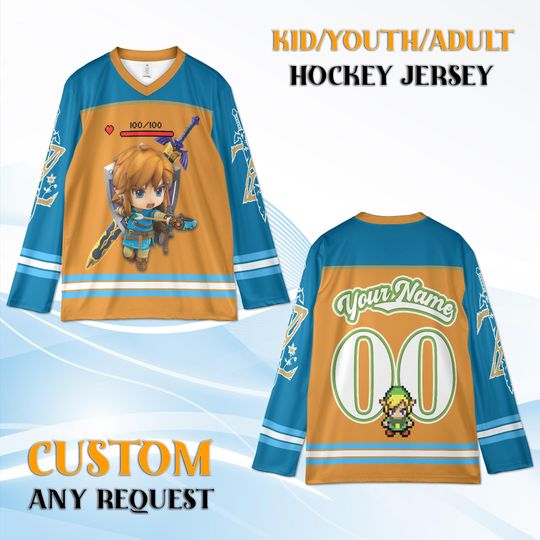 Discover Custom Zelda Hockey Jersey Youth Adult, Personalized Name Number, Gaming Birthday Gift Hockey Shirt
