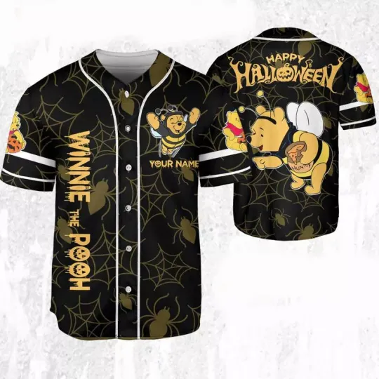 Discover Personalized Pooh Bear Costume Halloween Spider Web BASEBALL JERSEY SHIRT
